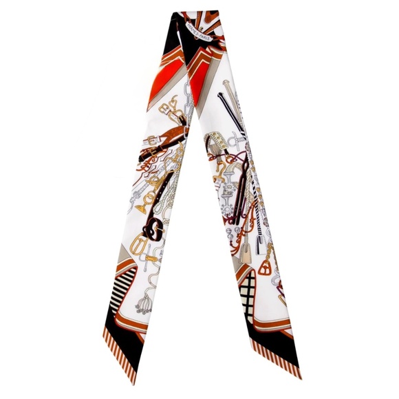 HERMES Bouquets Sellier Silk Ribbon Twilly Scarf NWT - Picture 11 of 15